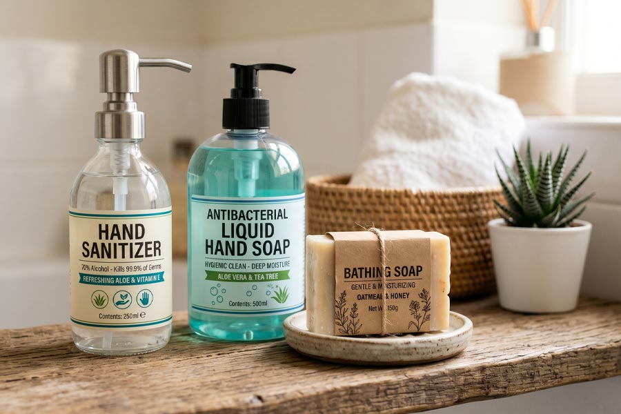 hand sanitizers & bathing soaps